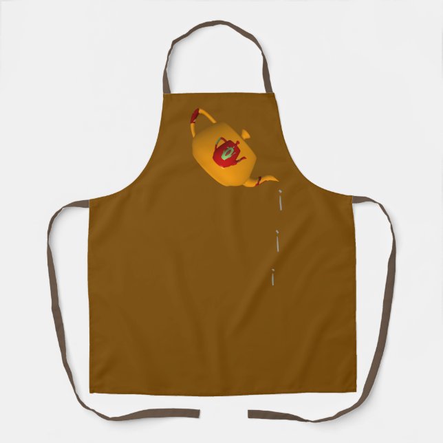 Delantal Tetera Marrón Drip Drip Doble (Anverso)