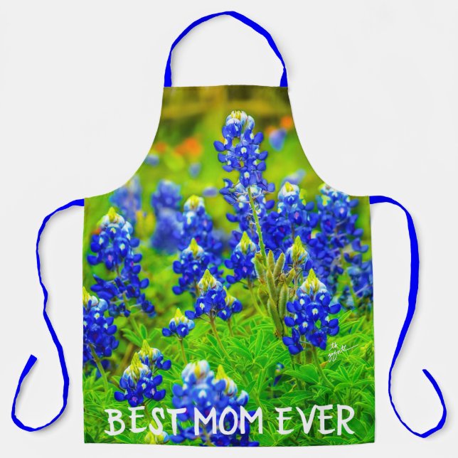 Delantal Texas Bluebonnets Mejor Día de la Madre (Anverso)