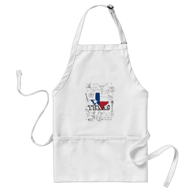 Delantal Texas Illustration Doodles of Texas Texas Pattern (Frente)