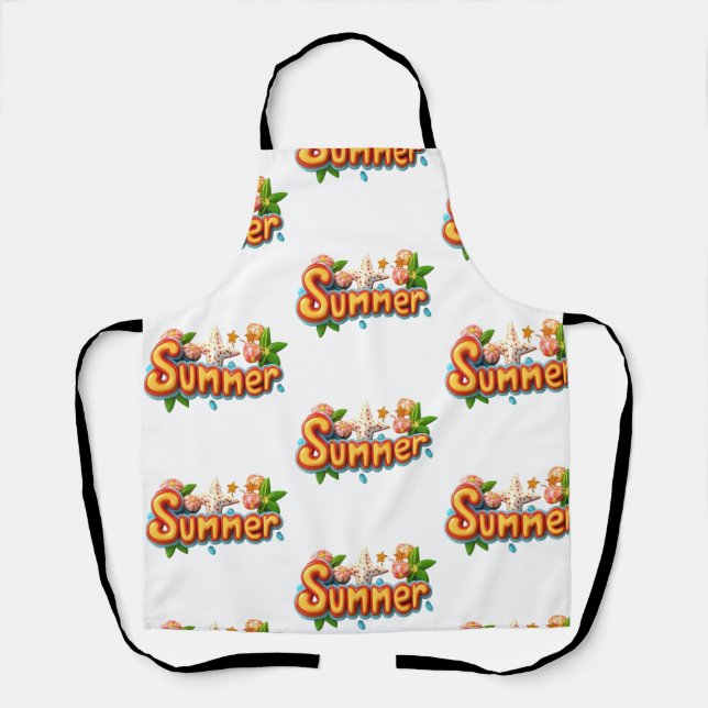 Delantal Texto de verano colorido con elementos de playa (Anverso)