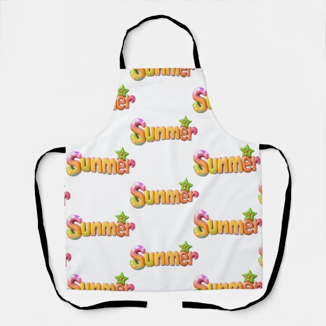 Delantal Texto de verano colorido con estrella (Anverso)