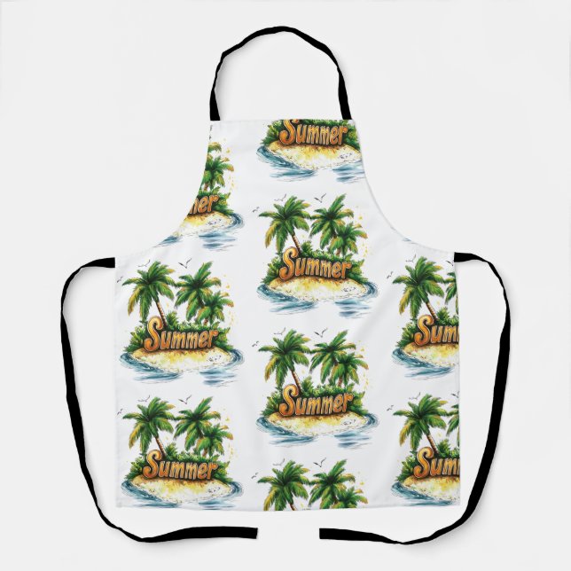 Delantal Texto de verano - Isla de verano tropical (Anverso)