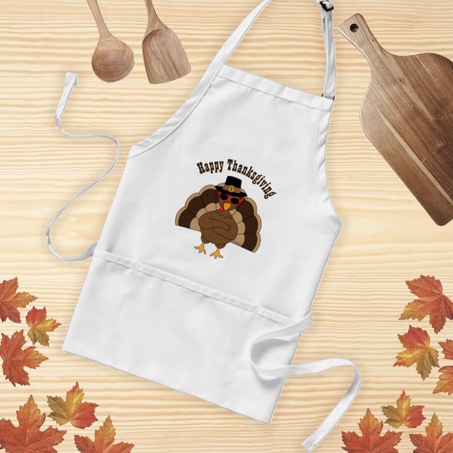 Delantal Texto del personalizado del Día de Acción de Graci (Customize Cool Turkey Happy Thanksgiving aprons for adults and kids. )