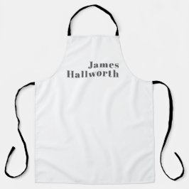 Delantal Texto moderno retro editable de estilo | Gris