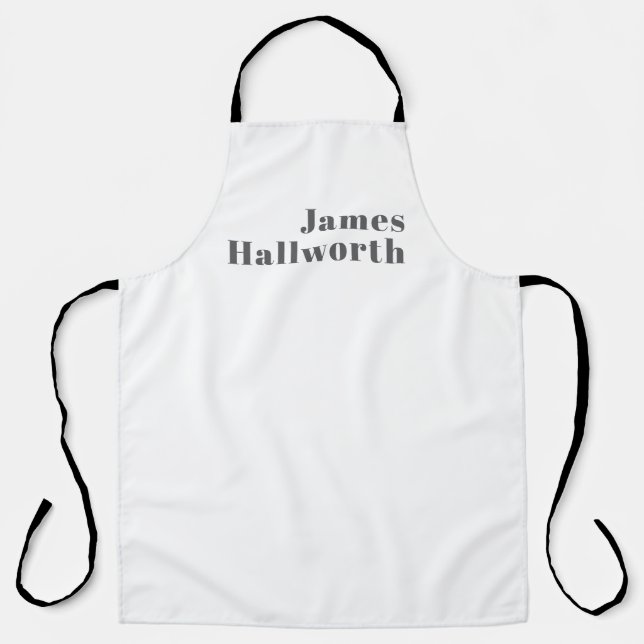 Delantal Texto moderno retro editable de estilo | Gris (Anverso)