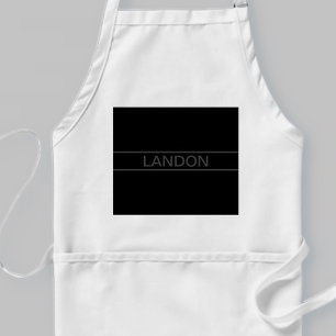 Delantal Texto personalizable Negro moderno en negrita y