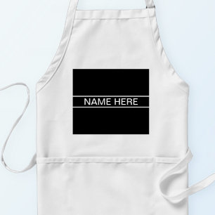 Delantal Texto Personalizable   Negro y Blanco Moderno y Ne