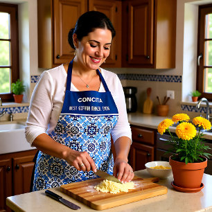 Delantal texto personalizado 💙 Azulejos azul asombroso