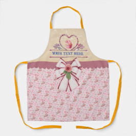 Delantal Texto Personalizado, Corazón de Acuarela y Cupcake