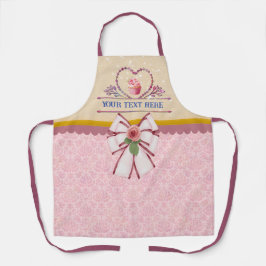 Delantal Texto Personalizado, Corazón de Acuarela y Cupcake