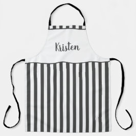 Delantal Texto personalizado del patrón blanco y negro pers