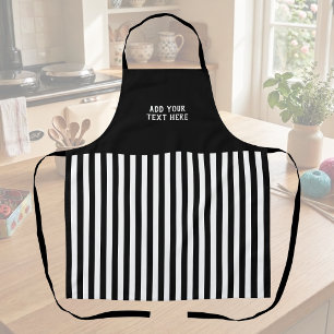 Delantal Texto personalizado negro rayado blanco