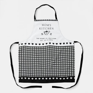 Delantal Texto personalizado negro y blanco cuadros de Búfa