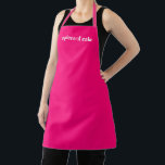 Delantal Texto personalizado personalizado de nombre rosa c<br><div class="desc">Nombre personalizado color rosa cálido monograma monograma color liso sólido minimalista moderno y elegante fucsia rosa y cocina blanca Apron. Personalizar,  personalizar con nombre,  cita,  frase o texto. Excelente para cocineros,  chefs,  cerámica,  artesanía,  trabajo,  cocina,  horneado,  barbacoa,  parrilladas,  comercios y tiendas,  etc.</div>