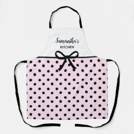 Delantal Texto Personalizado: Polka negro rosado, puntos, c