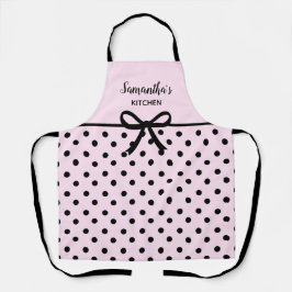 Delantal Texto Personalizado: Polka negro rosado, puntos, c