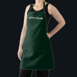 Delantal texto personalizado verde pino minimalista<br><div class="desc">Nombre personalizar monograma texto minimalista elegante sólido plano pino oscuro verde y blanco Apron. Personalizar,  personalizar con nombre,  cita,  frase o texto. Excelente para cocineros,  chefs,  cerámica,  artesanía,  trabajo,  cocina,  horneado,  barbacoa,  parrilladas,  comercios y tiendas,  etc.</div>