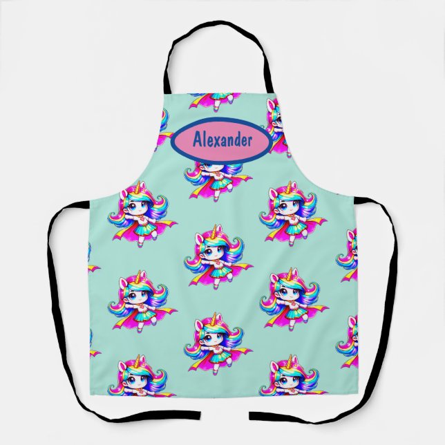 Delantal Textos de la camiseta de la marina verde de unicor (Anverso)