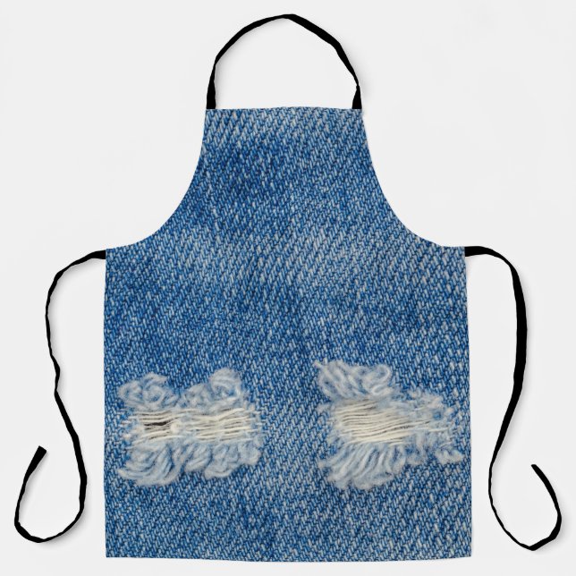 Delantal Textura de cierre de Denim despedazado. (Anverso)