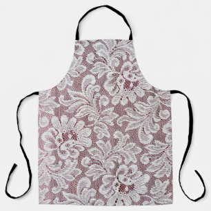 Delantal Textura de encaje fino y elegante blanco con bea s