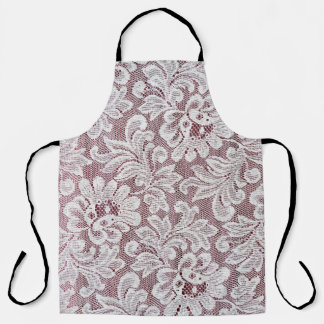 Delantal Textura de encaje fino y elegante blanco con bea s