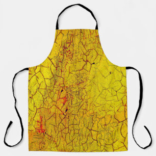 Delantal Textura de la pintura amarilla antigua agrietada a