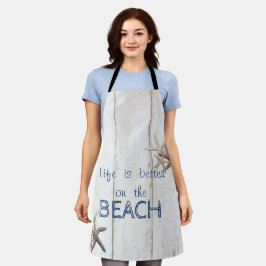 Delantal Textura De Madera Adorable, Starfish, Beach