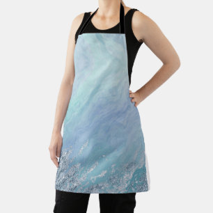 Delantal Textura de mármol azul de Moda Aqua Olas del mar