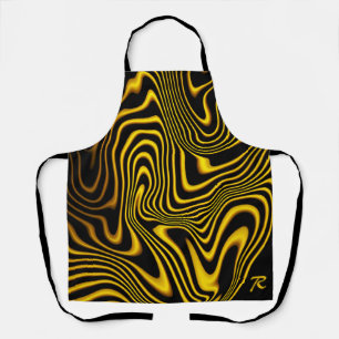Delantal Textura de remolinos de oro amarillo negro persona