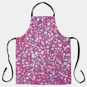 Delantal Textura de Terrazzo: Elegancia blanca rosada.