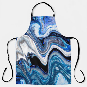 Delantal Textura líquida de mármol abstracto en gli blanco 