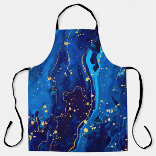 Delantal Textura lujosa de mármol de oro azul