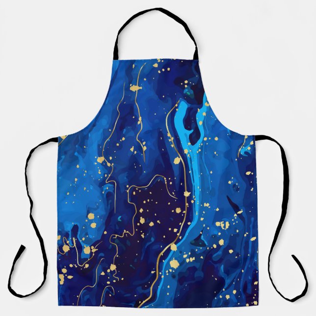 Delantal Textura lujosa de mármol de oro azul (Anverso)
