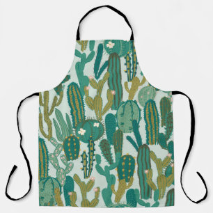 Delantal Textura Vintage Repetida Cactus Green