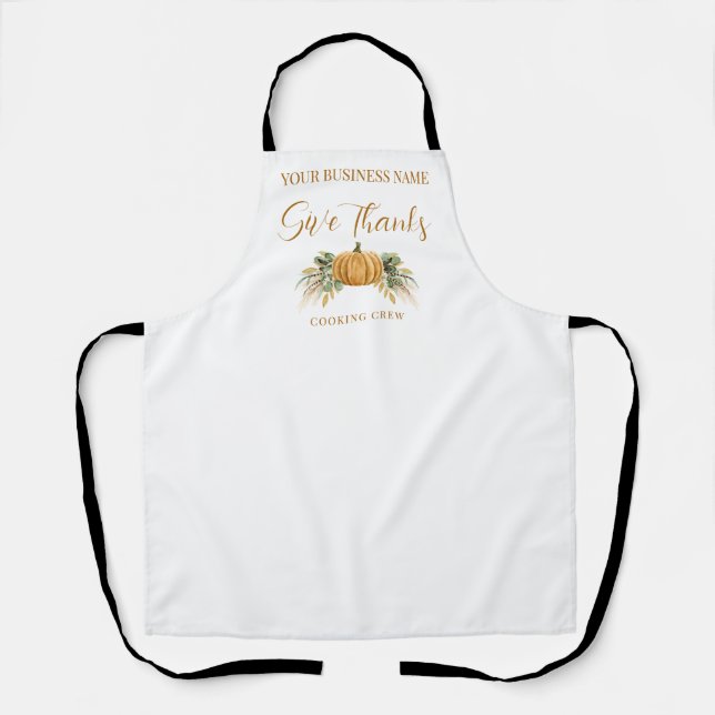 Delantal Thanksgiving Pumpkin Give Thanks Business Name (Anverso)