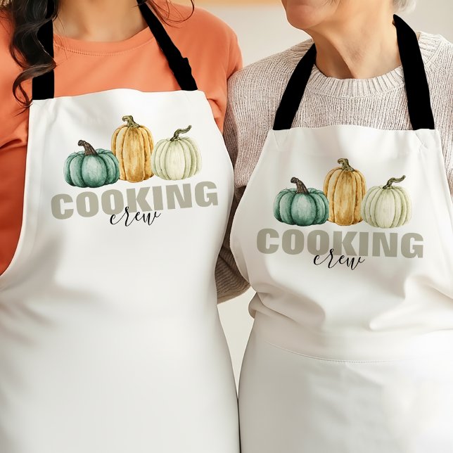 Delantal Thanksgiving Pumpkins Cooking Crew (Subido por el creador)