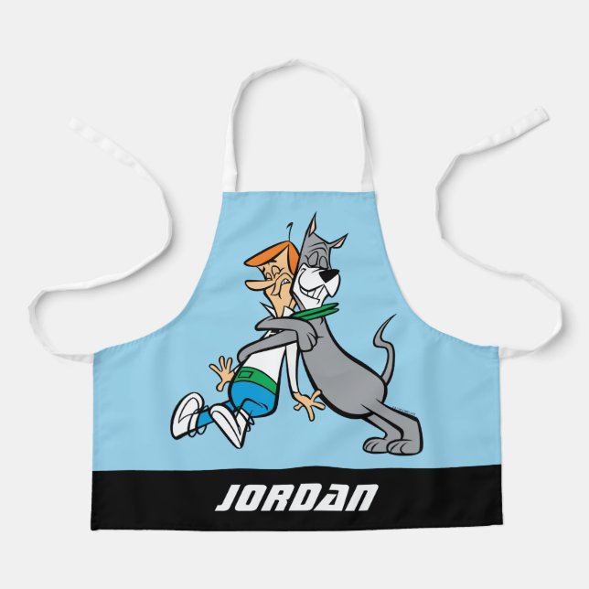 Delantal The Jetsons | George & Astro Hug | Add Your Name (Anverso)
