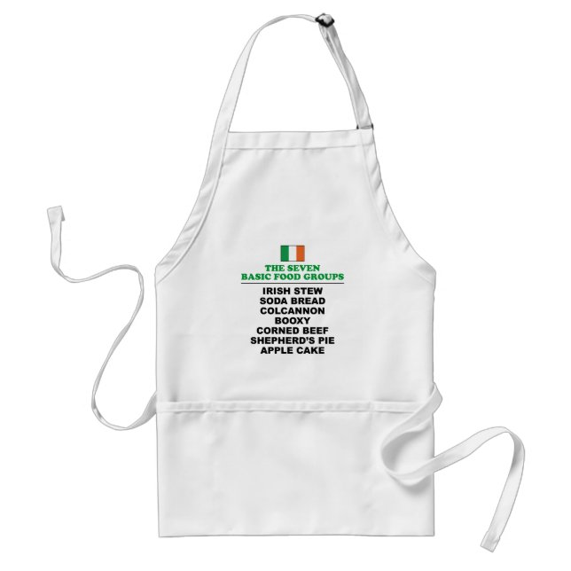 Delantal The Seven Basic Food Groups Funny Irish (Frente)