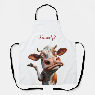 Delantal The Silly Cow - "¿En serio?" Diseño de comillas di