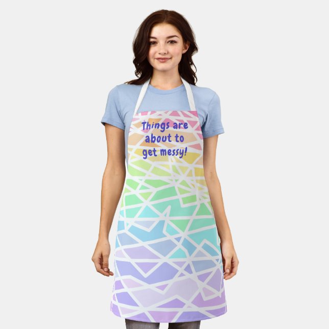 Delantal Things are About to Get Messy! Rainbow Apron (Gastado)