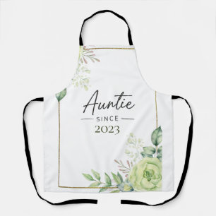 Delantal Tía Desde Personalizado Año Floral Escrito a Mano 