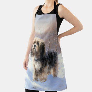 Delantal Tibetan Terrier Deja que nieve Navidad