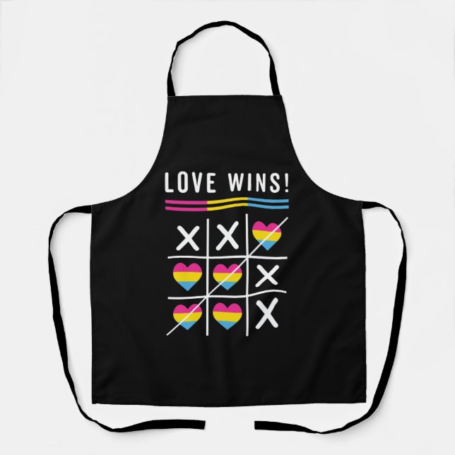Delantal Tic Tac Toe Love gana el orgullo LGBTQ Pansexual (Anverso)