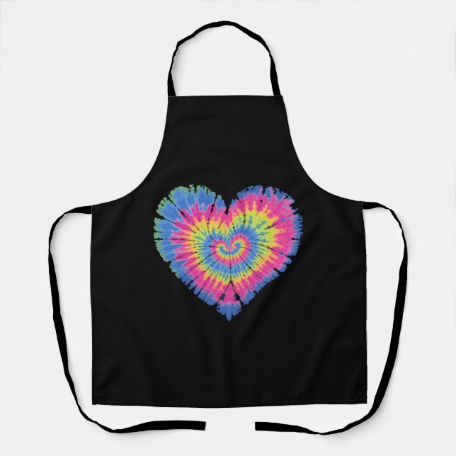 Delantal Tie Dye Valentines Colorful Hearts Day (Anverso)