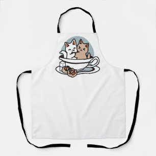 Delantal Tiempo de embutido de té - Diseño de gato y té lin