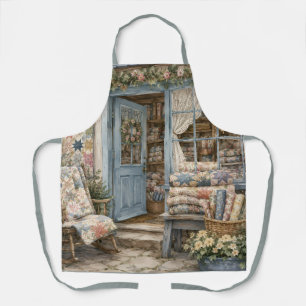 Delantal Tienda de colchas cottagecore francesa acuarela