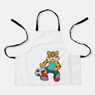Delantal Tiger as Soccer player with Soccer ball