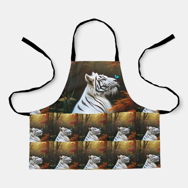 Delantal Tigre blanco, momento preciso, niños, Apron de imp (Anverso)