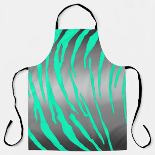 Delantal Tigre de plata tira rayas Aqua