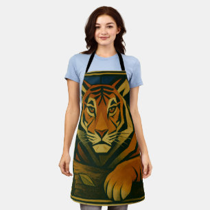 Delantal Tigre estilizado en el marco ornamental del arreba